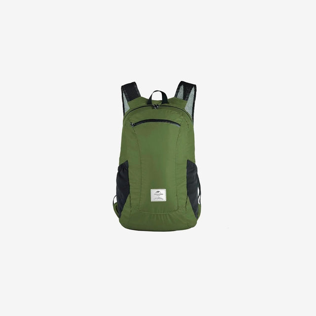 Naturehike 18L lightweight silicone foldable backpack in grey, unfolded and standing upright