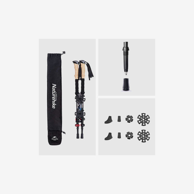 3-Node Carbon Fibre Telescopic Trekking Pole-Set of two