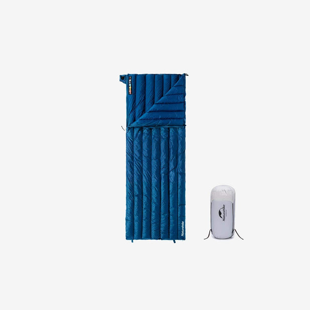 CW295 down sleeping bag packed tightly in travel-friendly stuff sack