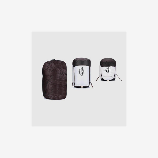 SP400 sleeping bag packed into a compact compression stuff sack