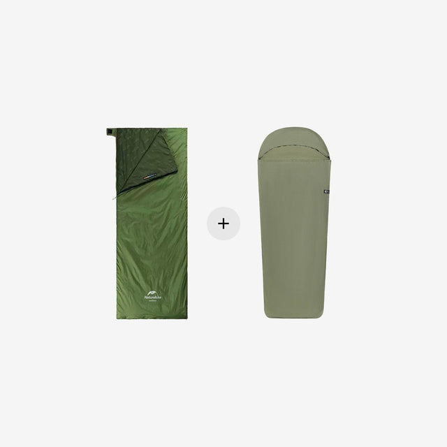 LW180 Ultralight Cotton Sleeping Bag + Elastic Sleeping Bag Liner Bundle