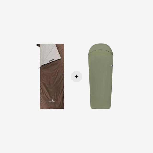 LW180 Ultralight Cotton Sleeping Bag + Elastic Sleeping Bag Liner Bundle