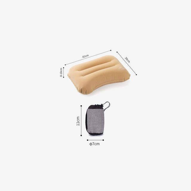 Pillow deflated and folded into a small carry pouch