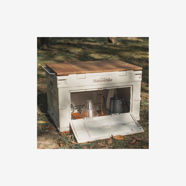 80L Folding Storage Box Wood Top