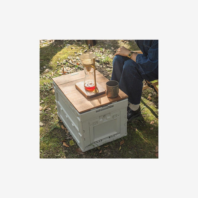 80L Folding Storage Box Wood Top