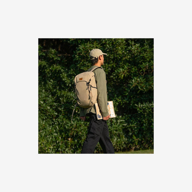 Hiker wearing 20L day pack on a short day hike