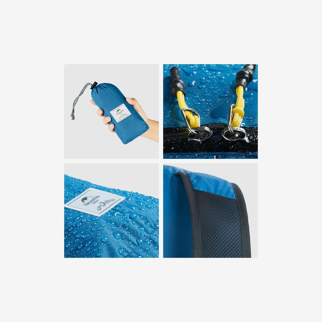 Close-up of water-resistant silicone fabric and reinforced seams