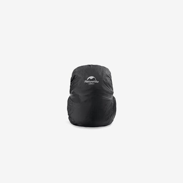 Naturehike universal waterproof backpack rain cover in black, fitted over hiking pack