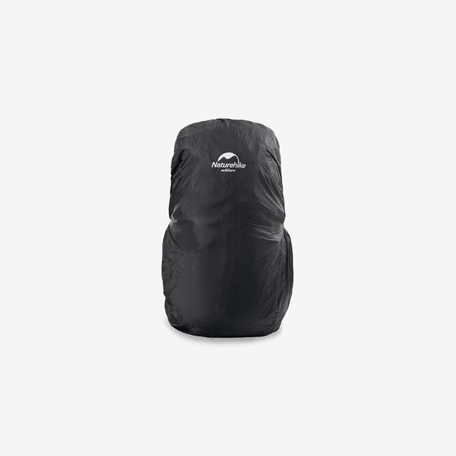 Naturehike universal waterproof backpack rain cover in black, fitted over hiking pack