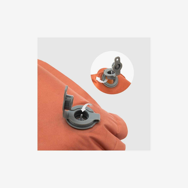 Close-up of soft outer material and hybrid foam-air construction with support contours