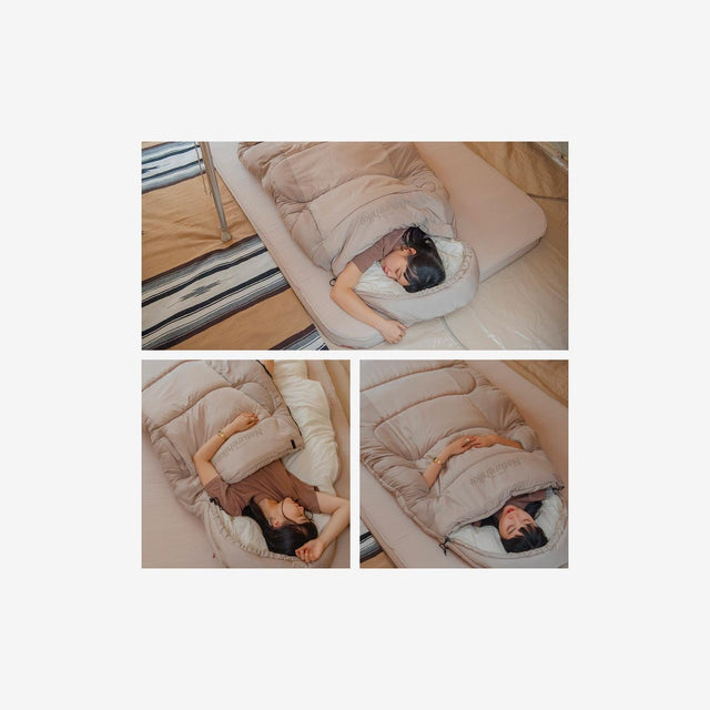 Camper sleeping in a Naturehike oval sleeping bag under a starlit sky