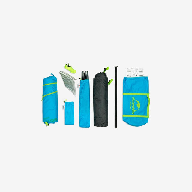 Tent packed into carry bag with poles and stakes