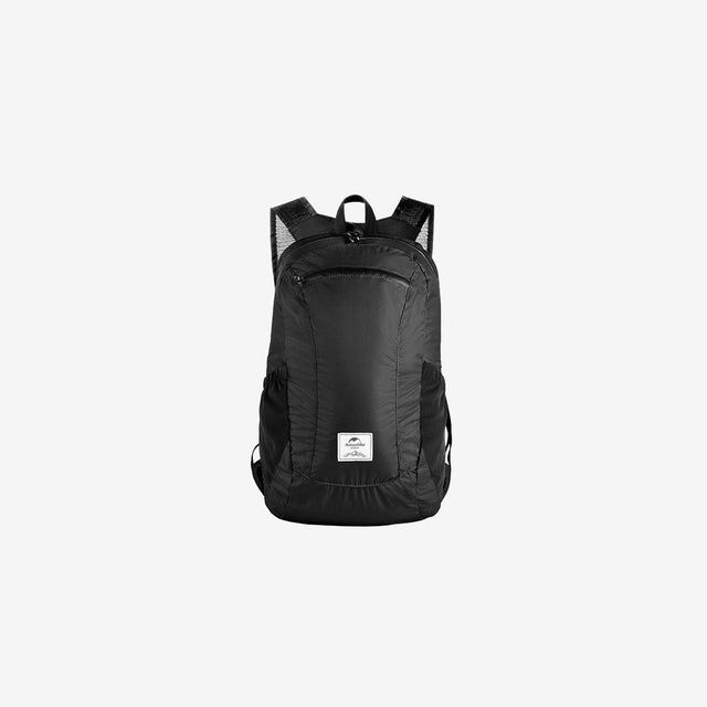 Naturehike 18L lightweight silicone foldable backpack in grey, unfolded and standing upright
