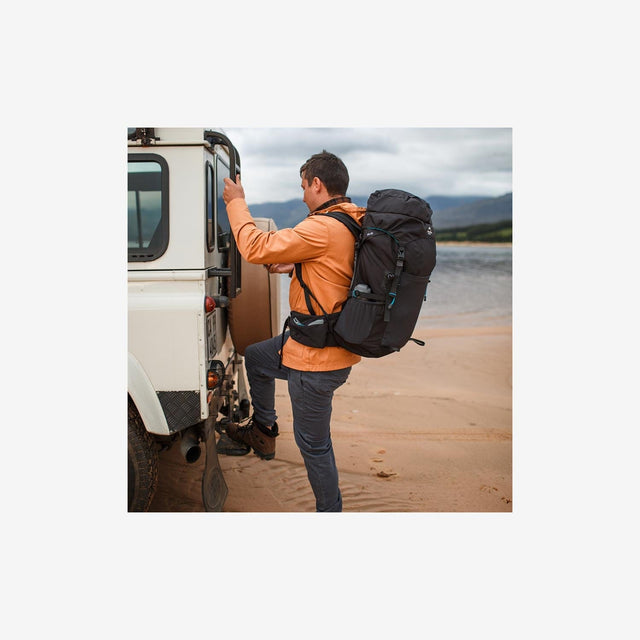 Backpack worn by hiker on a day trek or overnight trip