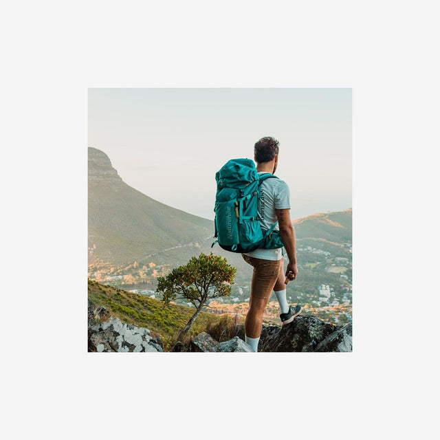 Backpack worn by hiker on a day trek or overnight trip