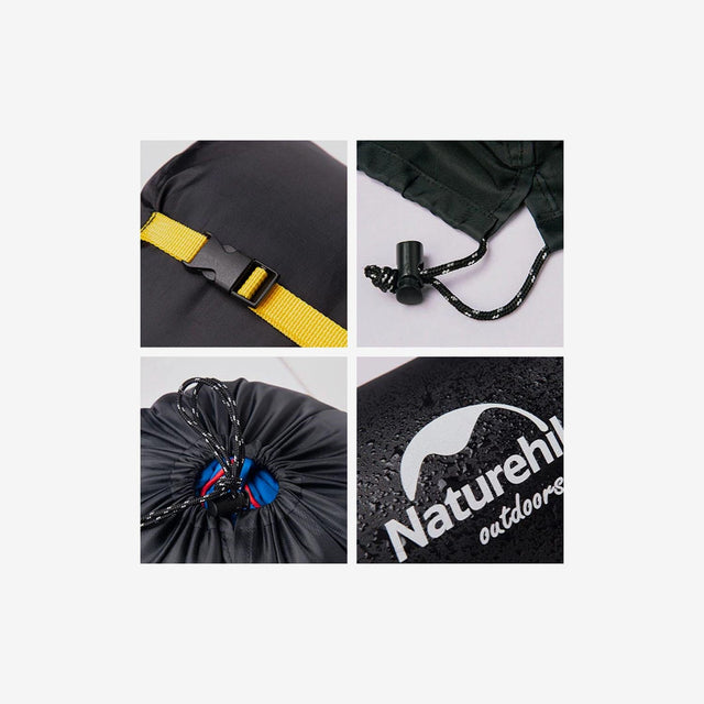 Close-up of buckle system and water-resistant fabric, emphasizing durability and portability