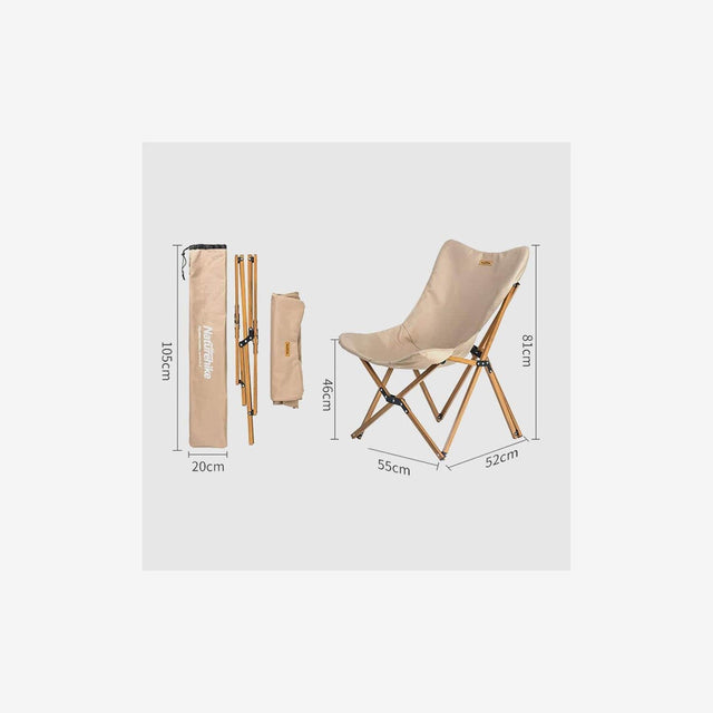 MW01 Woodgrain Folding Moon Chair